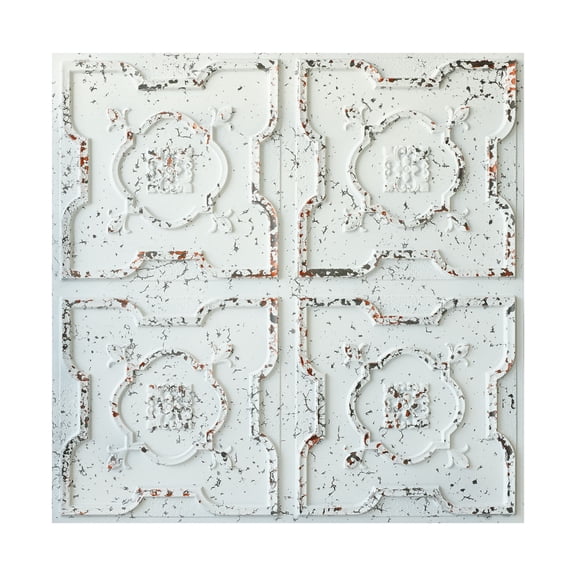 Faux tin ceiling tiles Suspended Wall Panels for Cafes and Bars PL87 Distress crack white black 10Pcs/pack