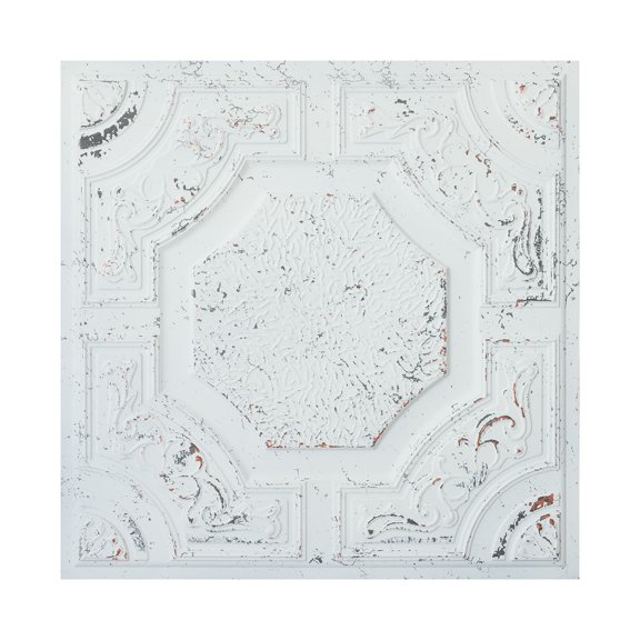 Faux tin ceiling tiles Vintage wall panels for light luxury restaurant PL02 Distress crack white black 10Pcs/pack