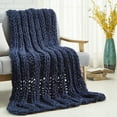 thumbnail image 1 of Favager Channel Knit Throw - Extra Soft, 50" x 70", Navy, 1 of 10