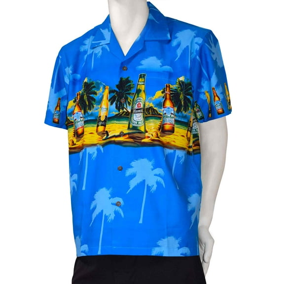 Favant Beer Bottle Band Men's Short Sleeve Hawaiian Aloha Shirt
