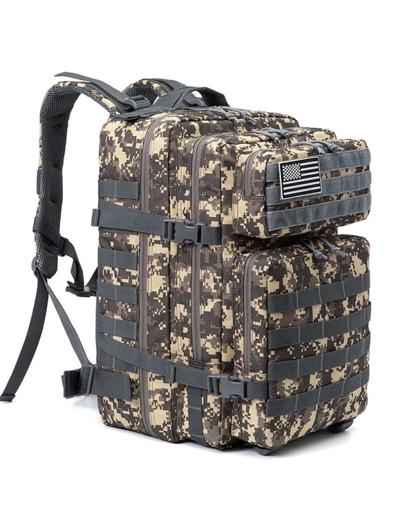 45L Hiking Backpack for Men - 3-Day Tactical Camping Pack with Laptop Sleeve - Water Resistant & Modular Webbing - Favastee