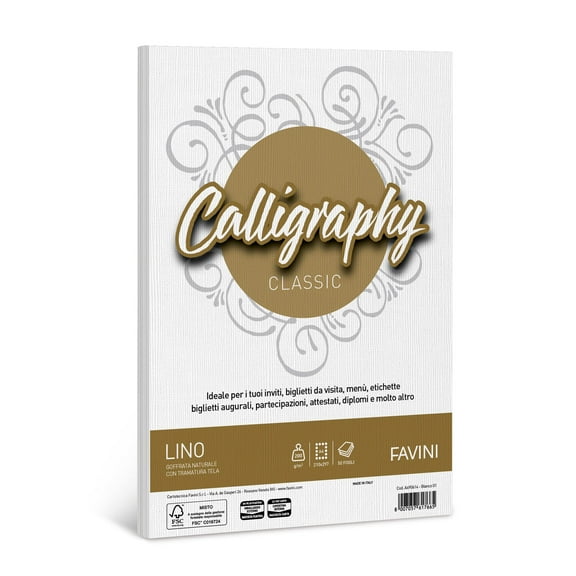 Favini Calligraphy Paper Linen 50 Sheets A4 200g 01 White