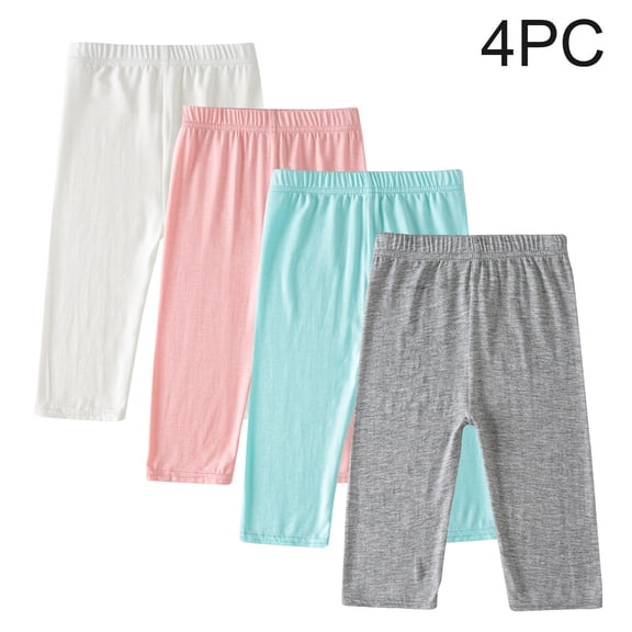 Favoffer 1-4 Pack Girls Solid Capri Leggings, Knee Length Stretchy Summer Cropped Pants for Dance, Gym, Playtime, Outdoor, 2-76 Years