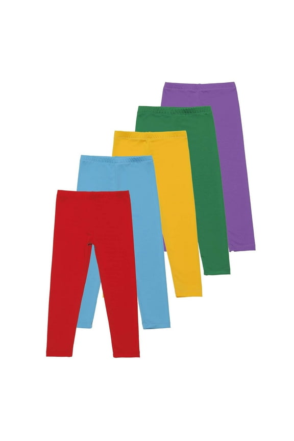 1-6PC Girls Cotton Leggings Stretch Soft Tight Long Pull On Pants with Elastic Waist for Daily Dance Photo Shoots Home Toddler Big Kids 2-13Y