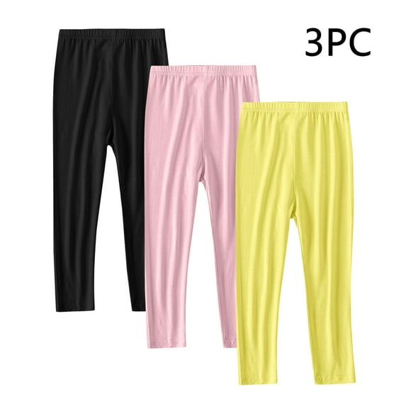 Favoffer 1-6PC Girls Cotton Leggings Stretch Soft Tight Long Pull On Pants with Elastic Waist for Daily Dance Photo Shoots Home Toddler Big Kids 2-13Y