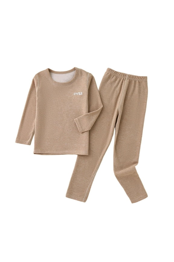 2PC Big Kids Wool-Silk Derong Thermal Warm Set 2-16Y