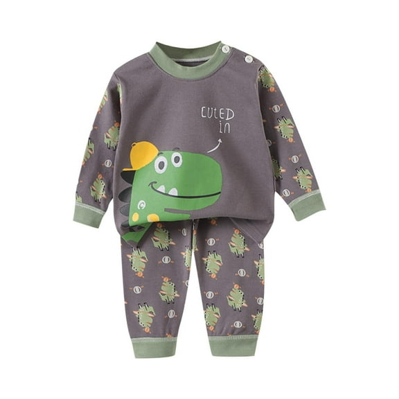 Favoffer 2PC Boys Jogger Set Baby Toddler Winter Cute Printed Cotton Underwear, Stripe Long Sleeve Top, Pants Base Layer for Daily Home Travel Sleep 0-8Y