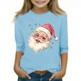 thumbnail image 1 of Favoffer 3/4 Sleeve Tops for Girls Toddler Christmas Graphic Round Neck Tops Casual Soft Crewneck Basic Tees Big Kids 3-12Y, 1 of 3