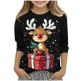 thumbnail image 1 of Favoffer 3/4 Sleeve Tops for Girls Toddler Christmas Graphic Round Neck Tops Casual Soft Crewneck Basic Tees Big Kids 3-12Y, 1 of 4