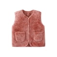 thumbnail image 1 of Favoffer Baby Boys Girls Winter Fleece Sleeveless Jackets Toddlers Buttoned Warm Fleece-Lined Vest Coral Solid Color Gilet for Daily Photos Indoor Activities Festivals 1-6Y, 1 of 3
