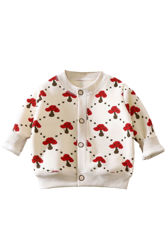 Baby Girl Boy Cardigan Cartoon Dinosaur Animal Graphic Sweater Fall Winter Long Sleeve Knitted Thick Outerwear for Travel Walks Toddler 0-10Y