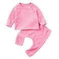 thumbnail image 1 of Favoffer Baby's 2 Piece Outfits Fall Winter Baby Girl Clothes Bodysuits Boy Waffle-Knit Crewneck Long Sleeve Top, Pants Casual Outfit Infant 3M-2Y, 1 of 9
