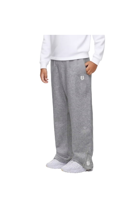 Big Boys Flare Pants Summer Solid Color Elastic Waist Embroidery Zipper Cuff Athletic Trousers Daily Outing Sports Training 4-15Y
