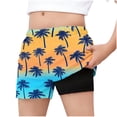 thumbnail image 1 of Favoffer Big Boys Swim Trunks Palm Tree Print Double Layer Quick Dry Breathable Elastic Waist Beach Shorts Knee Length Bottoms for Seaside Surfing Vacation Camping Outdoor Travel 5-15Y, 1 of 6
