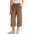 thumbnail image 1 of Favoffer Big Girls Pants Linen Cotton Smocked High Waist Loose Fit Wide Leg Capri Bottoms With Pockets Casual Long Trousers for Daily Wear 4-14Y, 1 of 8