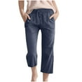 thumbnail image 1 of Favoffer Big Kids Boys Girls Capris Spring Autumn Solid Color Linen Blend Elastic Waist Relaxed Fit Casual Bottoms Daily Wear Short Travel, 1 of 5