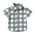 thumbnail image 1 of Favoffer Big Kids Boys Girls Plaid Pocket Short Sleeve Shirt Hawaiian Style Casual Uniform Top Stylish Blouse Breathable Cotton Summer Daily Outdoor Vacation Travel Leisure Holiday 2-15Y, 1 of 7