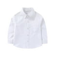 thumbnail image 1 of Favoffer Big Kids Boys Girls Solid Color Cotton Long Sleeve Lapel Shirt Casual Button Front Blouse Versatile Top Soft Breathable Spring Autumn Daily Outdoor Vacation Travel Leisure Holiday 2-15Y, 1 of 2