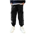 thumbnail image 1 of Favoffer Boys Cargo Joggers Pants Elastic Waist Casual Jogging Trousers Bottom for Kids 3-15Y, 1 of 6