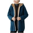 thumbnail image 1 of Favoffer Boys’ Color-Blocked Hooded Jacket Fleece-Lined Zip-Up Long Sleeve Coat Fall Winter Wear Big Kid 5-14Y, 1 of 5