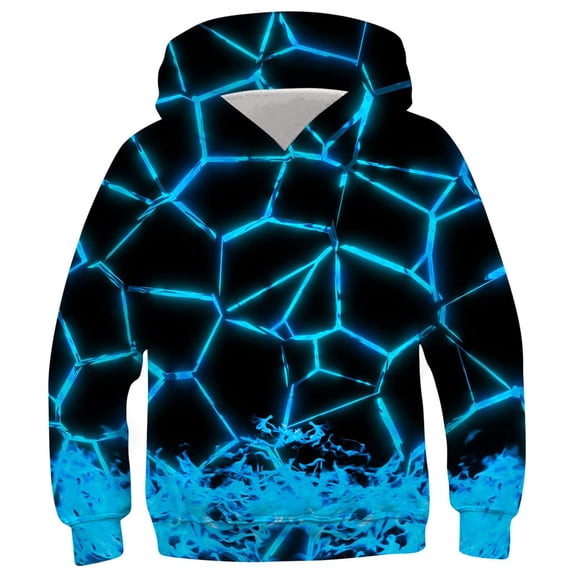 Favoffer Boys' Fall Multicolor Flame-Graphic T-shirt & Round-Neck Long-Sleeve Sweatshirt Edgy Hooded, for Casual, Sports, Lounging, Photoshoot 4-14Y