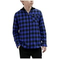thumbnail image 1 of Favoffer Boys Flannel Shirts Plaid Hooded Button Down Long Sleeve Shirt Fall Winter Clothes Lightweight Shacket Jacket Home Play Outdoor Travle Toddler Big Kid 4-15Y, 1 of 3