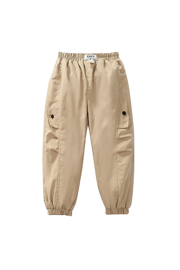 Boys Fleece-Lined Waterproof Sports Pants Fall Winter Kids Casual Cargo Lightweight Pants for Outdoor Sports Daily 4-15Y