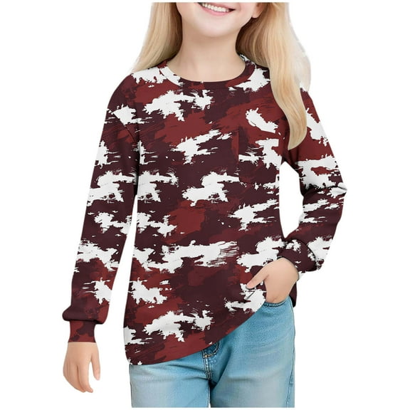 Favoffer Boys Girls Base T-Shirt Gradient Crewneck Long-Sleeve Pullover Top Casual Kids Shirt for Daily Wear, Fall Layering, Holiday Toddler 5-14Y