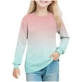 thumbnail image 1 of Favoffer Boys Girls Base T-Shirt Gradient Crewneck Long-Sleeve Pullover Top Casual Kids Shirt for Daily Wear, Fall Layering, Holiday Toddler 5-14Y, 1 of 8