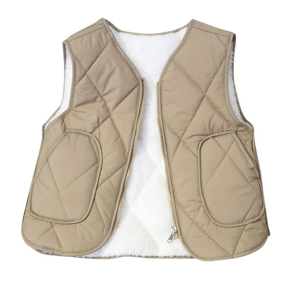 Favoffer Boys Girls Clothes Fleece-Lined Sleeveless Vest Thickened Solid Outerwear Cotton Warm Winter Coat for Sports Outdoor Trips Kid to Teen 3-14Y