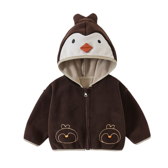 Favoffer Boys Girls Hooded Zipper Jacket Fleece-Lined Cartoon Bear Zip Up Hoodie Sweatshirt Cute Long Sleeve Casual Outerwear Toddler Kids 1-6Y