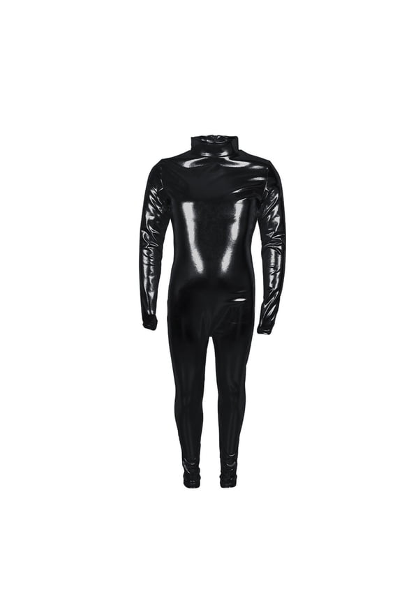 Boys Girls Kids Shiny Metallic Party Outfit One Piece Jumpsuit Comfortable Fashion Dress-up Attire for Holiday Performance Festival Gathering Celebration Events Sizes 3-12Y