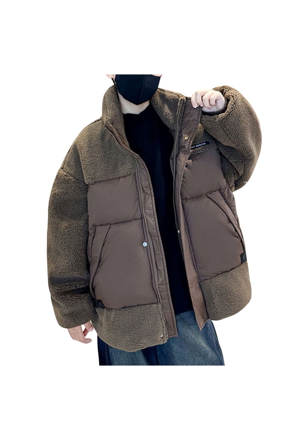 Boys Girls Leather Jacket Fall Winter Motorcycle Style Stand Collar Fleece-Lined Warm Outerwear for Daily Casual Outdoor Play Birthday 2-15Y