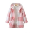 thumbnail image 1 of Favoffer Boys Girls Plaid Hooded Fleece Coat Fall Winter Double-Sided Fuzzy Long Sleeve Outerwear for Daily Playdates Family Photos Toddler 2-8Y, 1 of 6