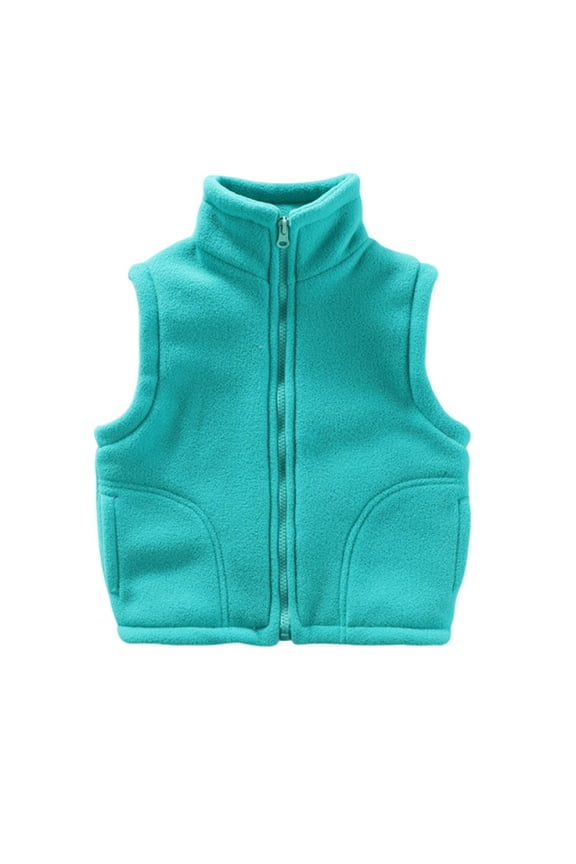 Boys Girls Polar Fleece Vest Jacket Ligntweight Cute Cartoon Patterns Coat Zipper Closure Sleeveless, Outdoor Play Hikes 3-12Y