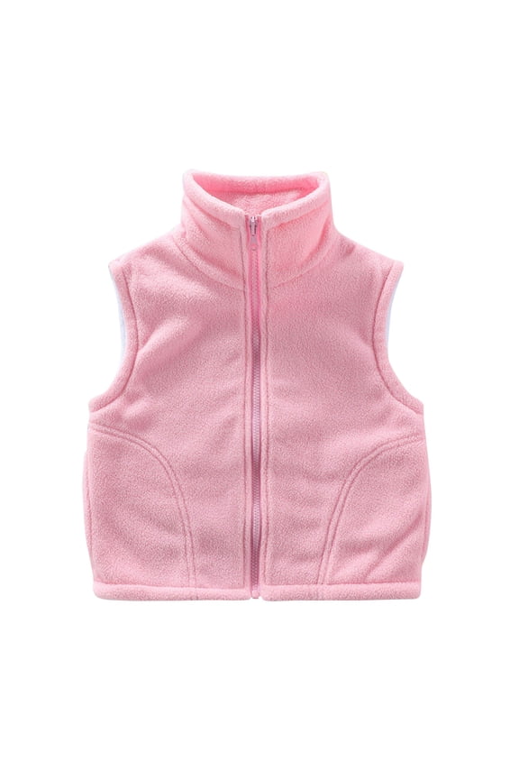 Boys Girls Polar Fleece Vest Jacket Ligntweight Cute Cartoon Patterns Coat Zipper Closure Sleeveless, Outdoor Play Hikes 3-12Y