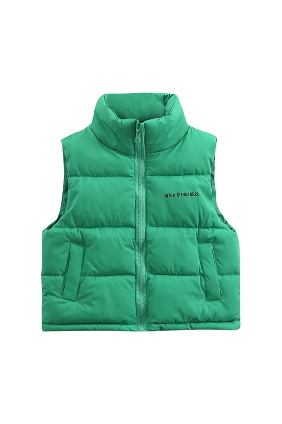 Boys Girls Puffer Vest Kids Zipper Winter Quilted Sleeveless Jacket with Pockets Stand Collar Thickened Warm Coat for Layering Under Coats Play Home 3-15Y