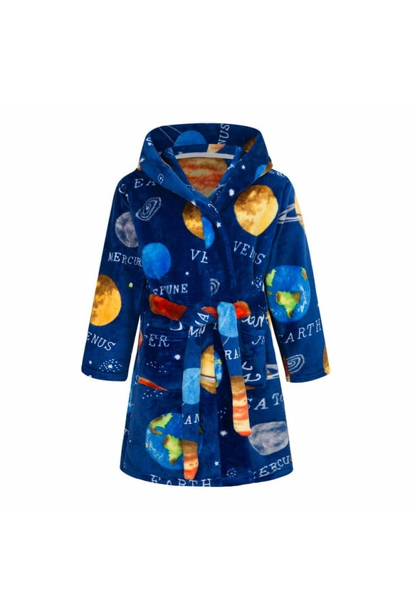 Boys Girls Robe Toddler Hooded Cartoon Dinodaur Plush Bathrobe for Boys Girls 3-7T