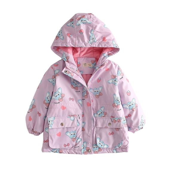 Favoffer Boys Girls Thick Warm Hooded Jacket Kids Winter Cotton Short-Style Printed Zip-up Coat Long-Sleeve Hooded Casual Outerwear Toddler Teen 3-11Y