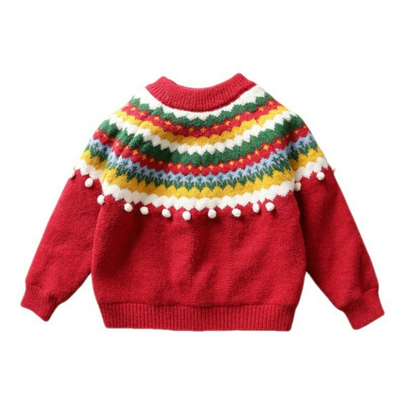 Favoffer Boys Girls Toddler Unisex Christmas Round Neck Knit Sweater Long Sleeve Warm Sweater for Festive Winter Daily School Outfit 12M-10Y