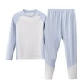thumbnail image 1 of Favoffer Boys Girls Underwear Set Winter Thickened Warm Cotton-Blend Long Sleeve Top & Jogger Pants Base Layer Home Clothes Set Travel Cold-Day Casual Lounging Toddler Teen 2-17Y, 1 of 3