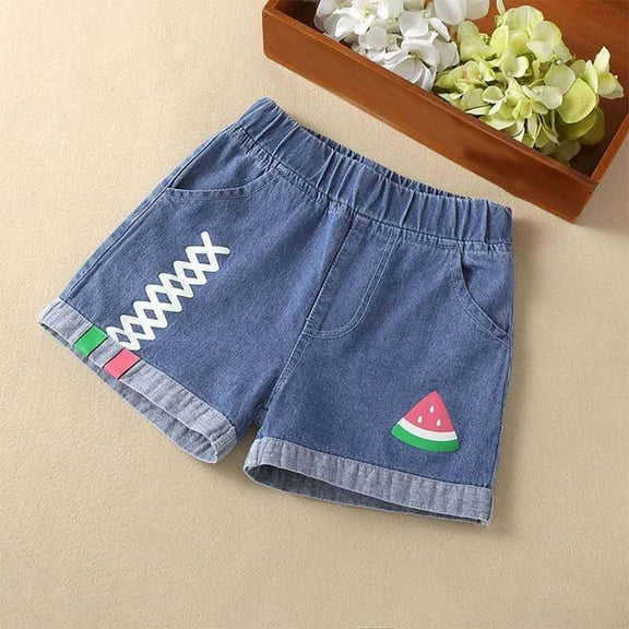 Favoffer Children Pants Girls Watermelon Printing Denim Shorts Kids Outwear Fashion Skirt Shorts Summer Beach Sweety Short Pants with Pockets