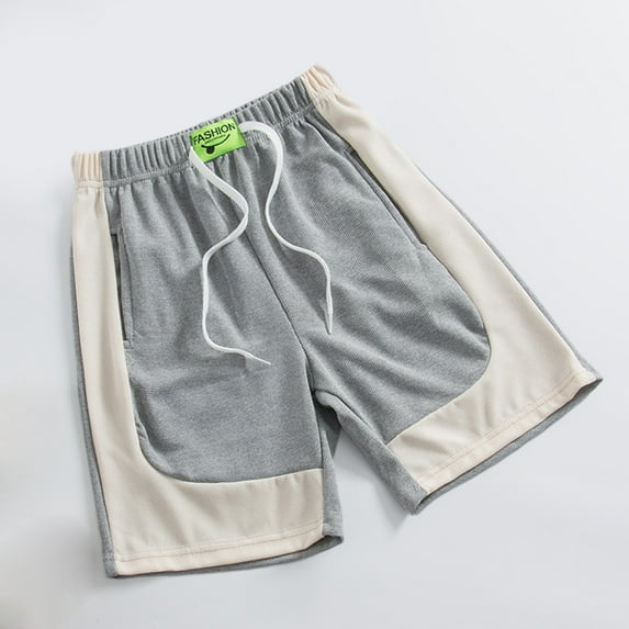 Favoffer Children's Clothes 2-12 Years Summer Contrast Shorts Children's Shorts Cropped Shorts Hot Pants Beach Pants with Adjustable Belt Drawstring
