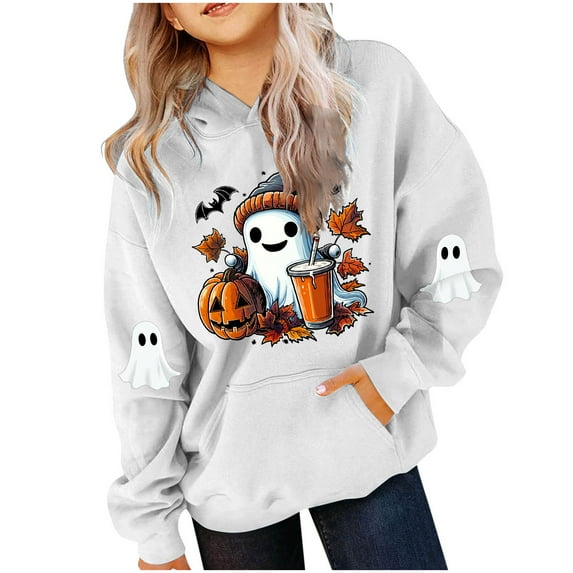 Favoffer Fall Girls' Graphic Hoodie Long Sleeve Pocketed Sweatshirt Pullover Tops Kids Toddler Warm T-Shirt for Casual Parties Kid to Teen 3-14Y