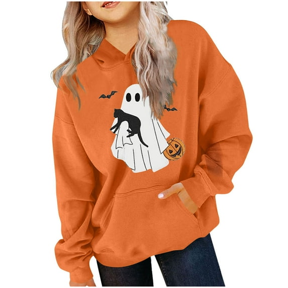 Favoffer Fall Girls' Graphic Hoodie Long Sleeve Pocketed Sweatshirt Pullover Tops Kids Toddler Warm T-Shirt for Casual Parties Kid to Teen 3-14Y