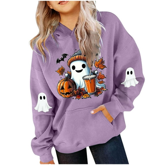 Favoffer Fall Girls' Graphic Hoodie Long Sleeve Pocketed Sweatshirt Pullover Tops Kids Toddler Warm T-Shirt for Casual Parties Kid to Teen 3-14Y