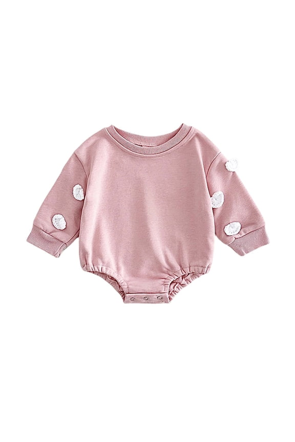 Fall Newborn Easter Bunny Romper Long Sleeve Crewneck Onesie Cotton Embroidered Cloud Patch Baby Jumpsuit Infant Home Sleep Travel 1-18M