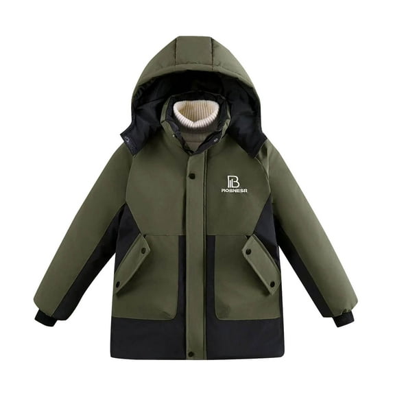 Favoffer Fall Unisex Kids' Color Block Hooded Jacket 3-in-1 Outdoor Coat, Casual Sports Fleece Lining Waterproof Windproof for Hiking Cycling Teen 3-15Y