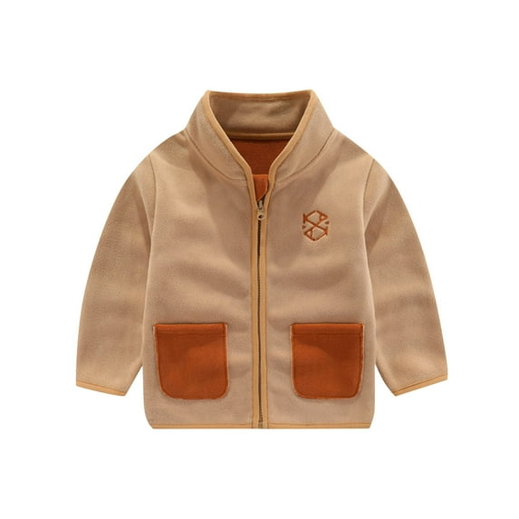 Favoffer Fall Winter Girl's Boy's Fleece Jacket Color-Blocked Fashionable Warm Comfortable Casual Coat for Home Outing Sports Dating Toddler to Kids 2-10Y