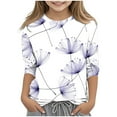thumbnail image 1 of Favoffer Fall/Winter Girls Floral Graphic 3/4-Sleeve Crewneck Top Casual/Party 3-12Y, 1 of 5